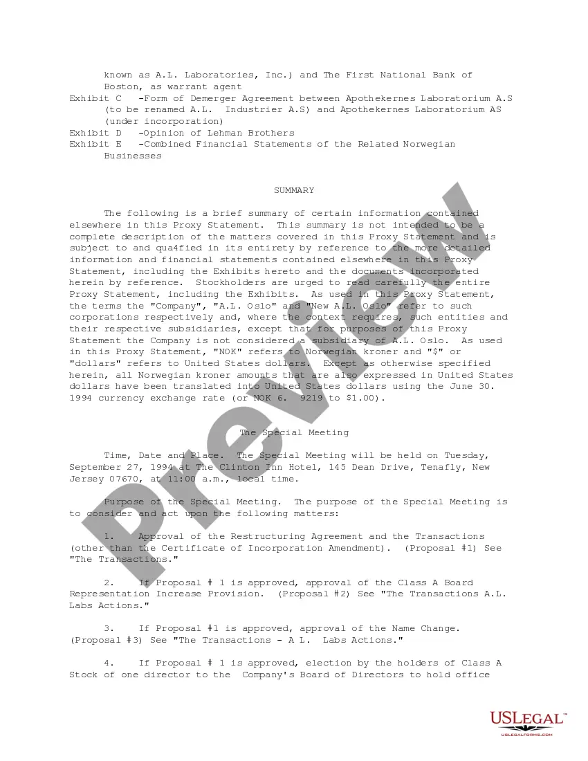 Get Proxy Statement - A.L. Laboratories, Inc. with exhibits Preview Proxy Statement - A.L. Laboratories, Inc. with exhibits