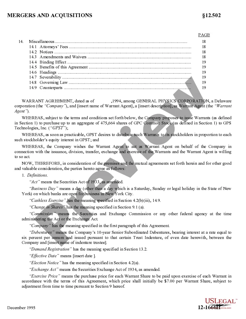 Get Second Warrant Agreement by General Physics Corp. Preview Second Warrant Agreement by General Physics Corp.