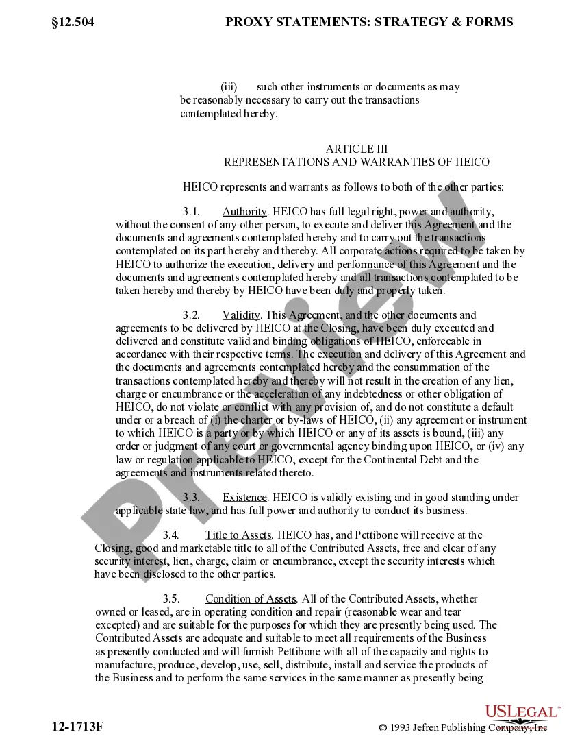 Get Contribution Agreement between Heico, Inc., Heisley Investments LP, and Pettibone Corp. Preview Contribution Agreement between Heico, Inc., Heisley Investments LP, and Pettibone Corp.