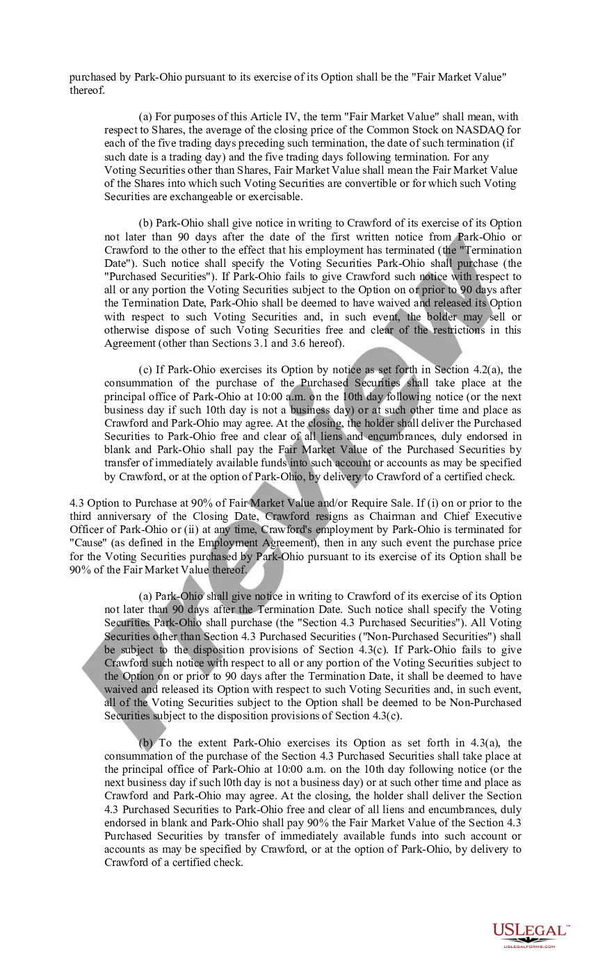 Preview Standstill Agreement between Park - Ohio Industries, Inc., Edward F. Crawford, and Kay Home Products, Inc.