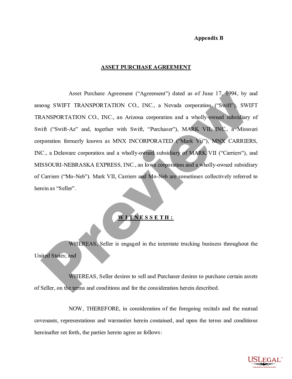 page 0 Sample Asset Purchase Agreement between third tier subsidiary of corporation (Seller) and second tier subsidiary of unrelated corporation (Buyer) preview