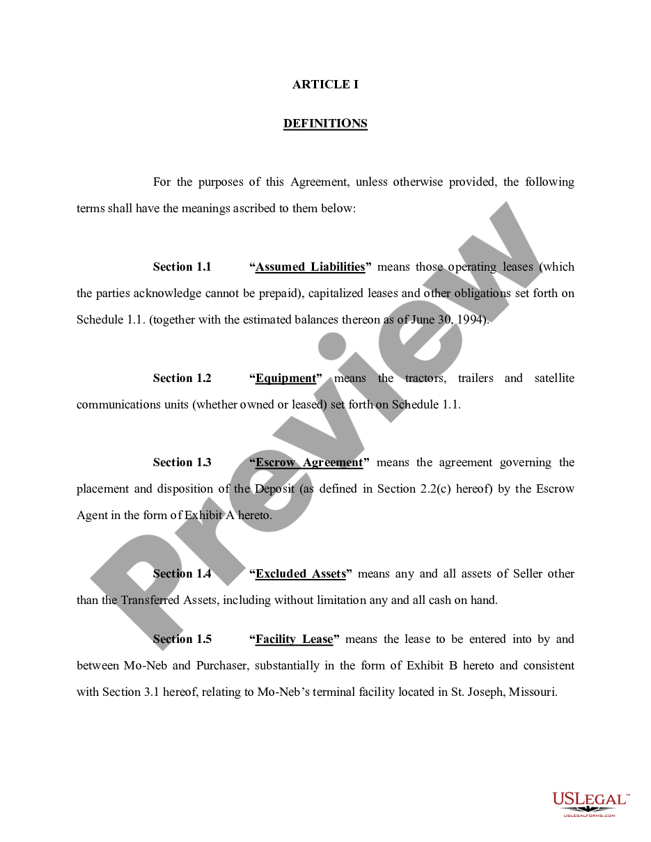 page 1 Sample Asset Purchase Agreement between third tier subsidiary of corporation (Seller) and second tier subsidiary of unrelated corporation (Buyer) preview