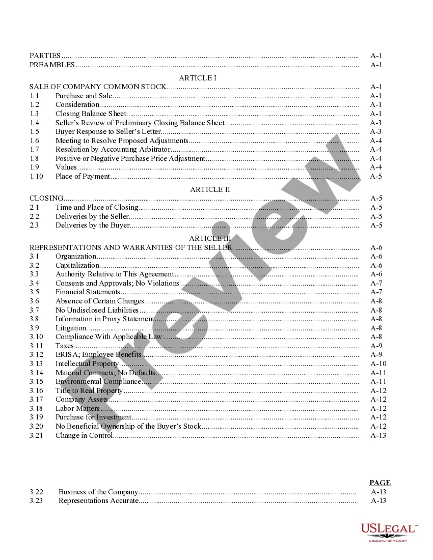 Get Sample Stock Purchase Agreement general form to be used across the United States Preview Sample Stock Purchase Agreement general form to be used across the United States