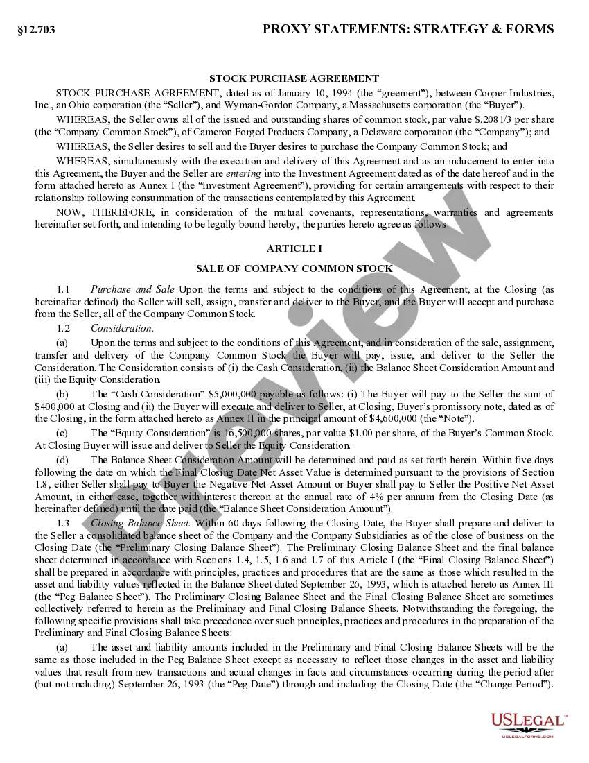 Get Sample Stock Purchase Agreement general form to be used across the United States Preview Sample Stock Purchase Agreement general form to be used across the United States