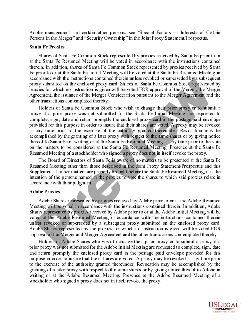 Get Supplement to Joint Proxy Statement - Prospectus without exhibits Preview Supplement to Joint Proxy Statement - Prospectus without exhibits