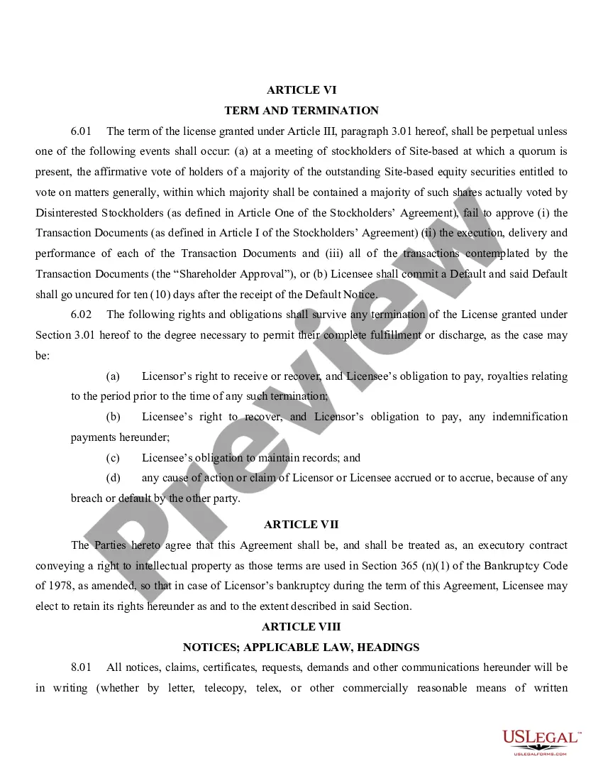 Get License Agreement with attachments between Site-Based Media, Inc., and On Site Media, Inc. Preview License Agreement with attachments between Site-Based Media, Inc., and On Site Media, Inc.