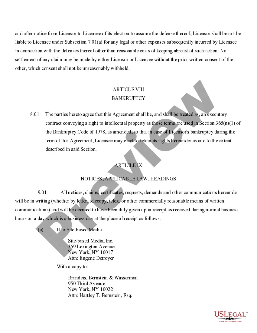 Get License Agreement with attachments between Site-Based Media, Inc. and NBC Site Media, Inc. Preview License Agreement with attachments between Site-Based Media, Inc. and NBC Site Media, Inc.