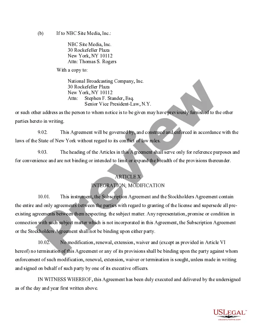 Get License Agreement with attachments between Site-Based Media, Inc. and NBC Site Media, Inc. Preview License Agreement with attachments between Site-Based Media, Inc. and NBC Site Media, Inc.