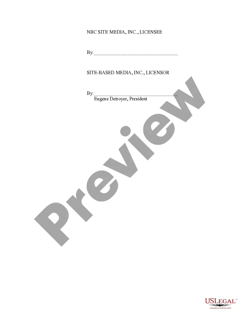 Get License Agreement with attachments between Site-Based Media, Inc. and NBC Site Media, Inc. Preview License Agreement with attachments between Site-Based Media, Inc. and NBC Site Media, Inc.