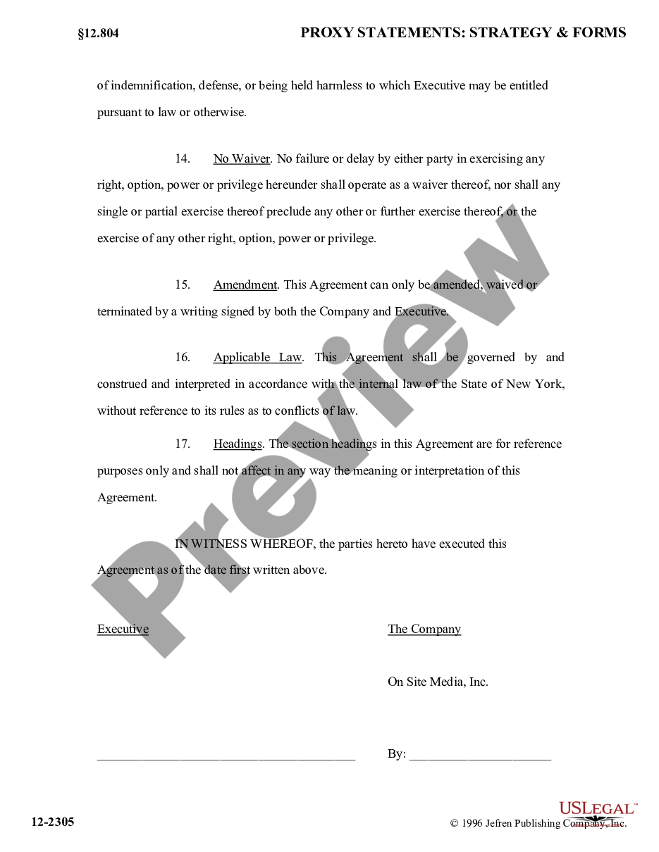 page 7 Executive Employment Agreement with exhibit preview