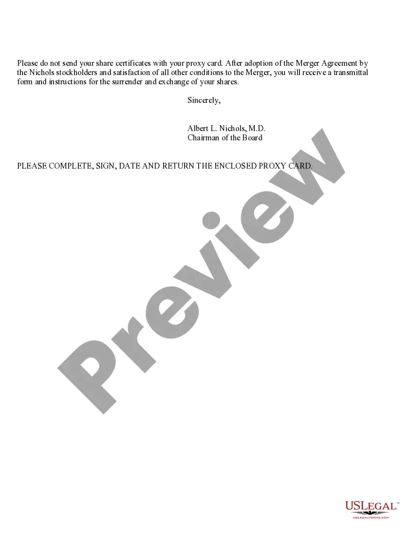 Get Letter to Stockholders by the Nichols Institute Preview Letter to Stockholders by the Nichols Institute
