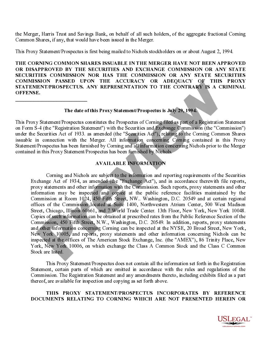 Get Proxy Statement - Prospectus of Corning Incorporated without appendices Preview Proxy Statement - Prospectus of Corning Incorporated without appendices