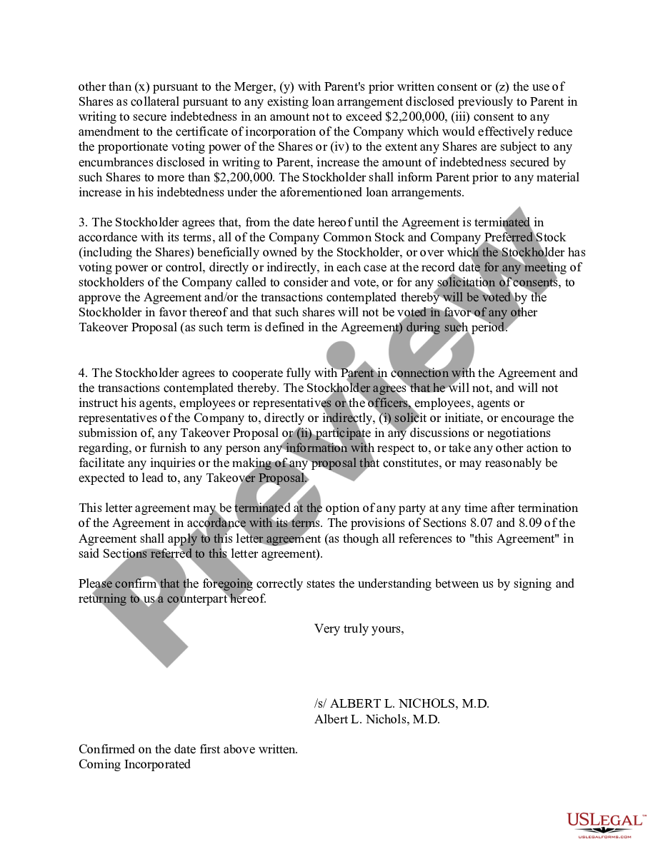 page 1 Letter agreement preview