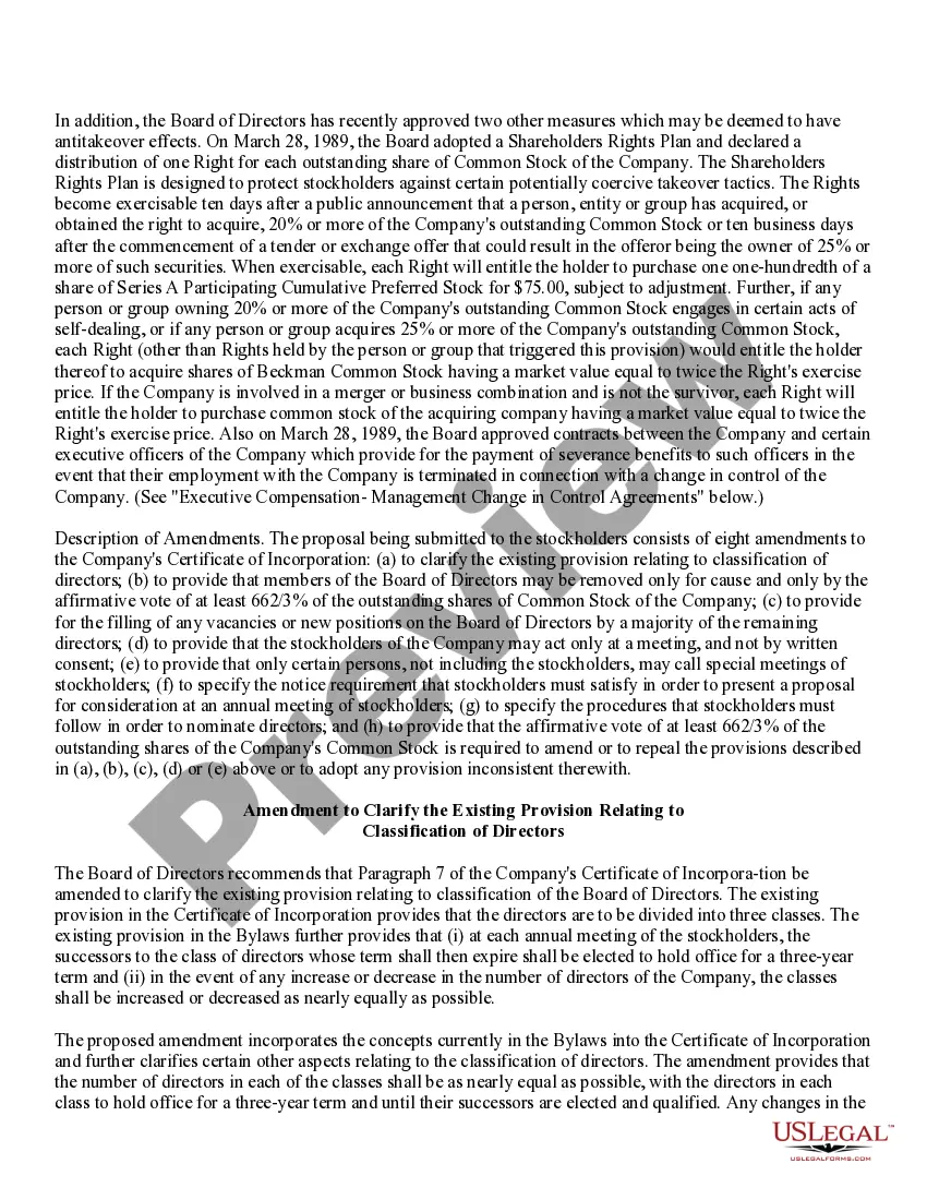 Get Approval of Amendments to Restated Certificate of Incorporation with amendment Preview Approval of Amendments to Restated Certificate of Incorporation with amendment