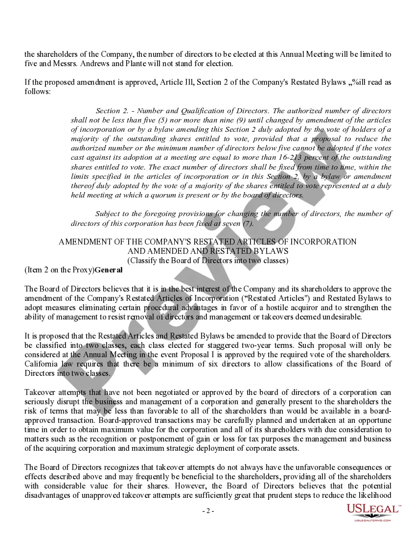 Get Amendment of Amended and Restated Bylaws Preview Amendment of Amended and Restated Bylaws
