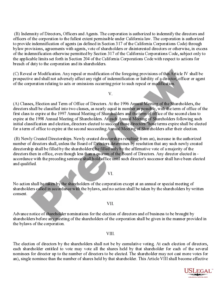 Preview Restated Articles of Incorporation