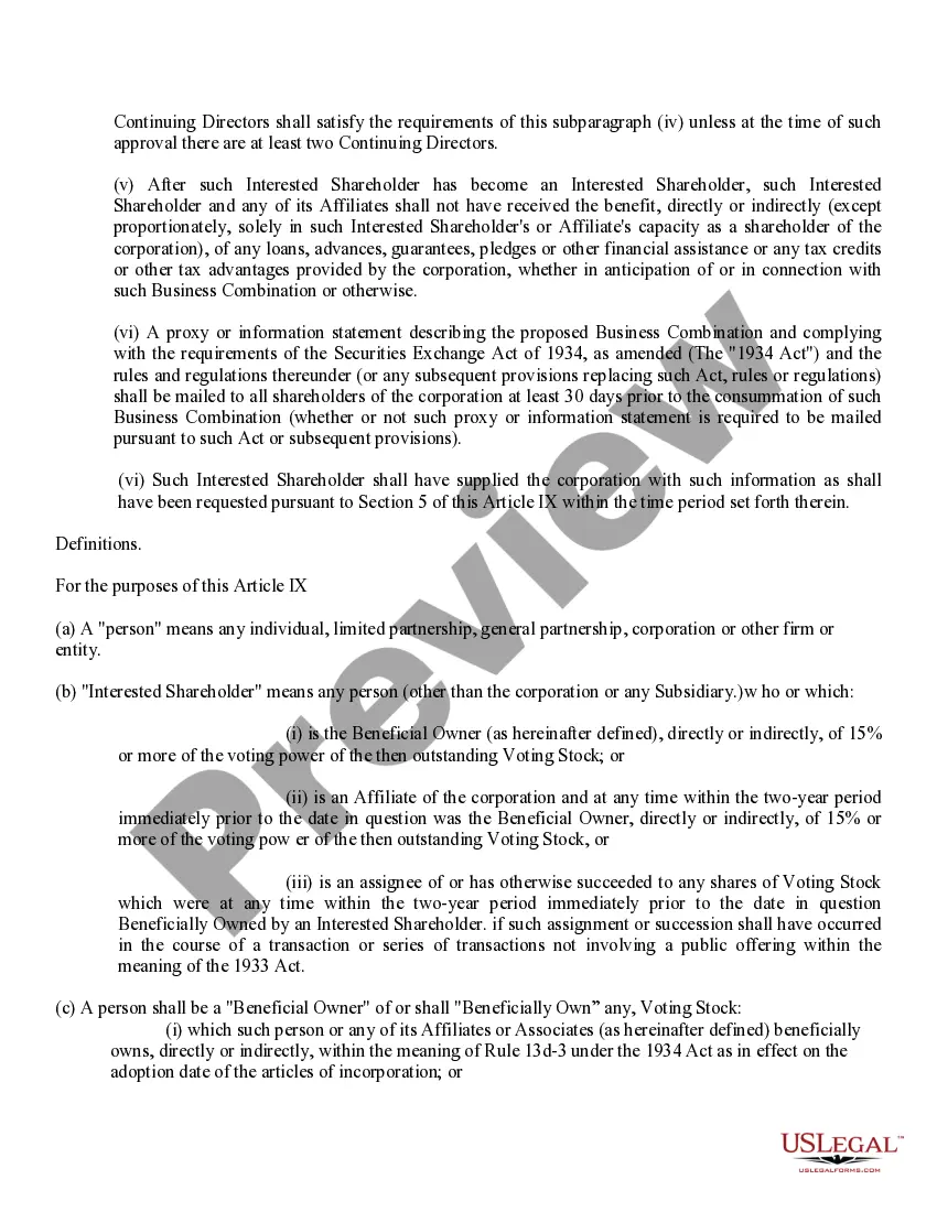 Preview Restated Articles of Incorporation