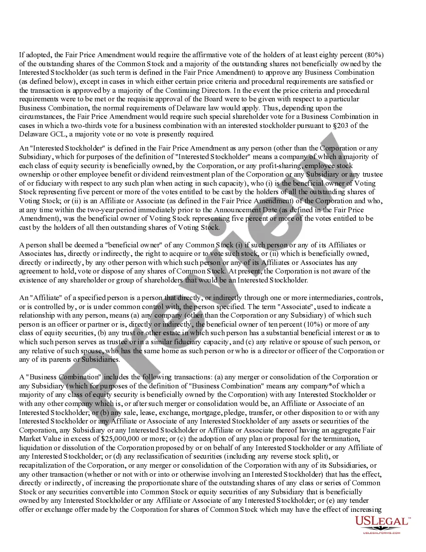 Preview Proposals to Amend Restated Certificate and Bylaws with Exhibits