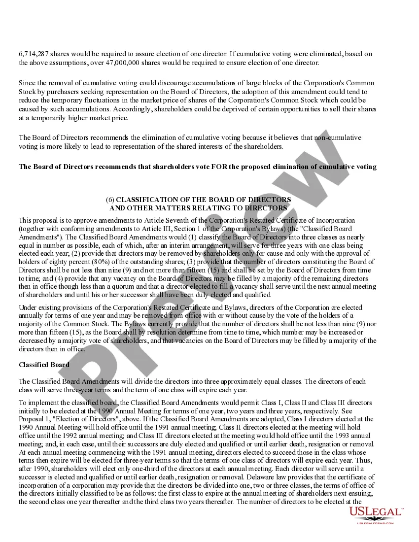 Preview Proposals to Amend Restated Certificate and Bylaws with Exhibits