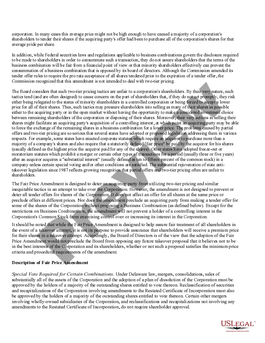 Preview Proposals to Amend Restated Certificate and Bylaws with Exhibits