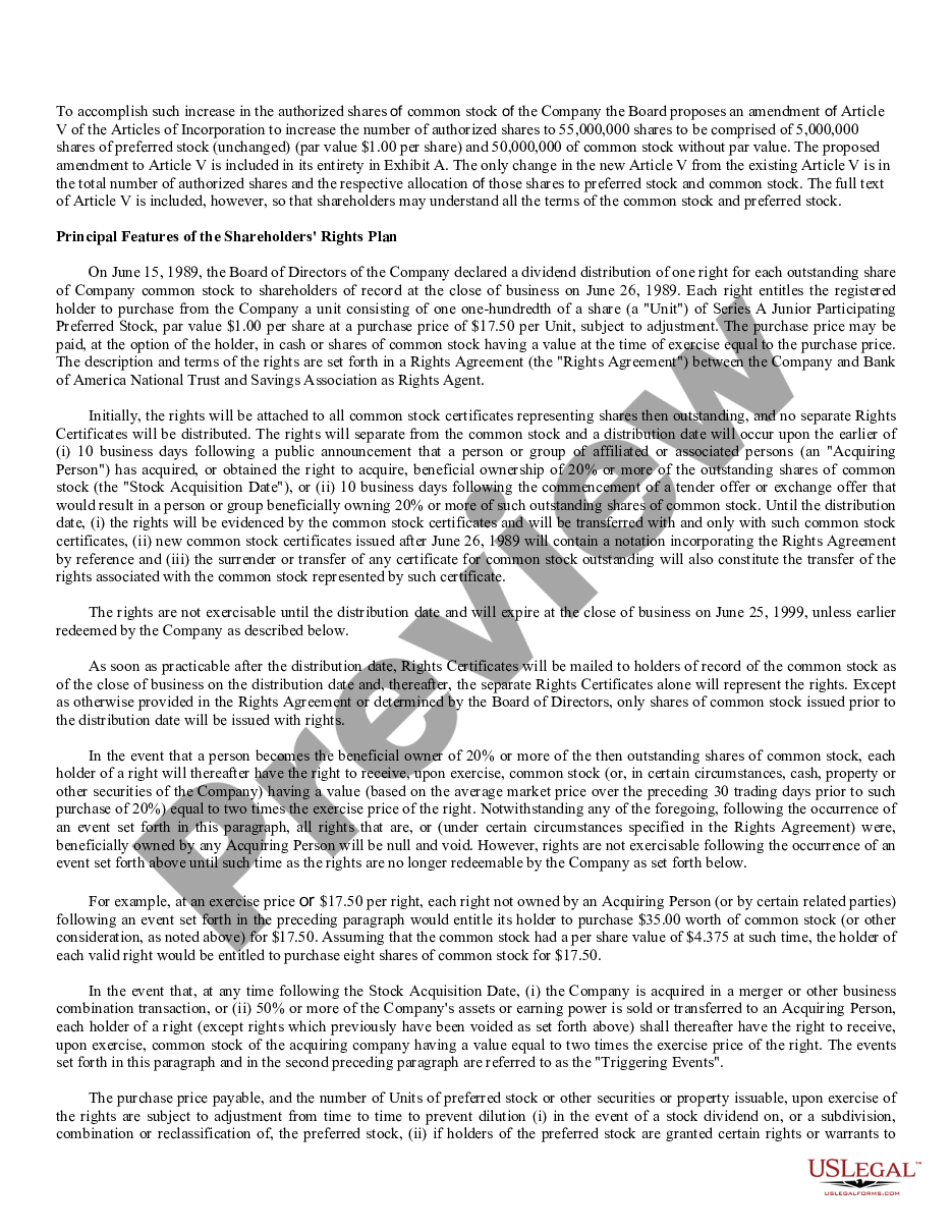page 5 Proposed Amendments to the Articles of Incorporation to increase shares with exhibit preview