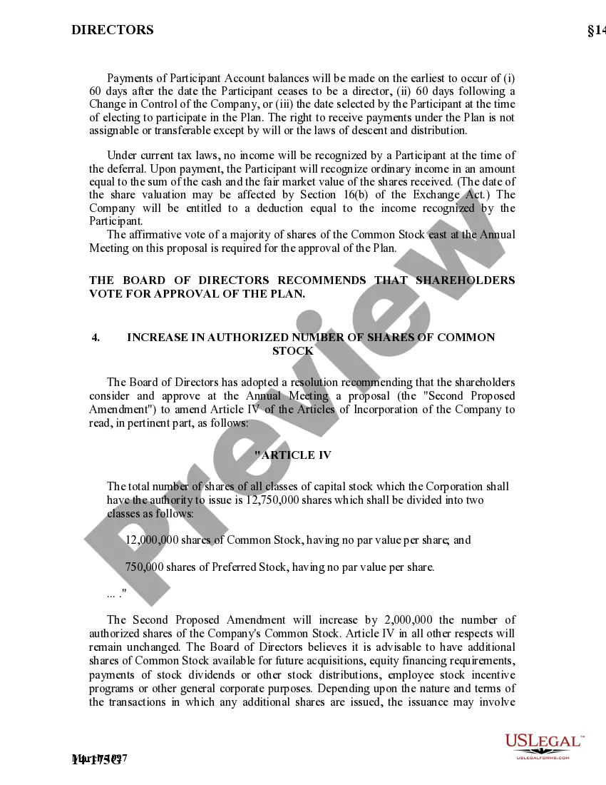 Get Adoption of Nonemployee Directors Deferred Compensation Plan with Copy of Plan Preview Adoption of Nonemployee Directors Deferred Compensation Plan with Copy of Plan