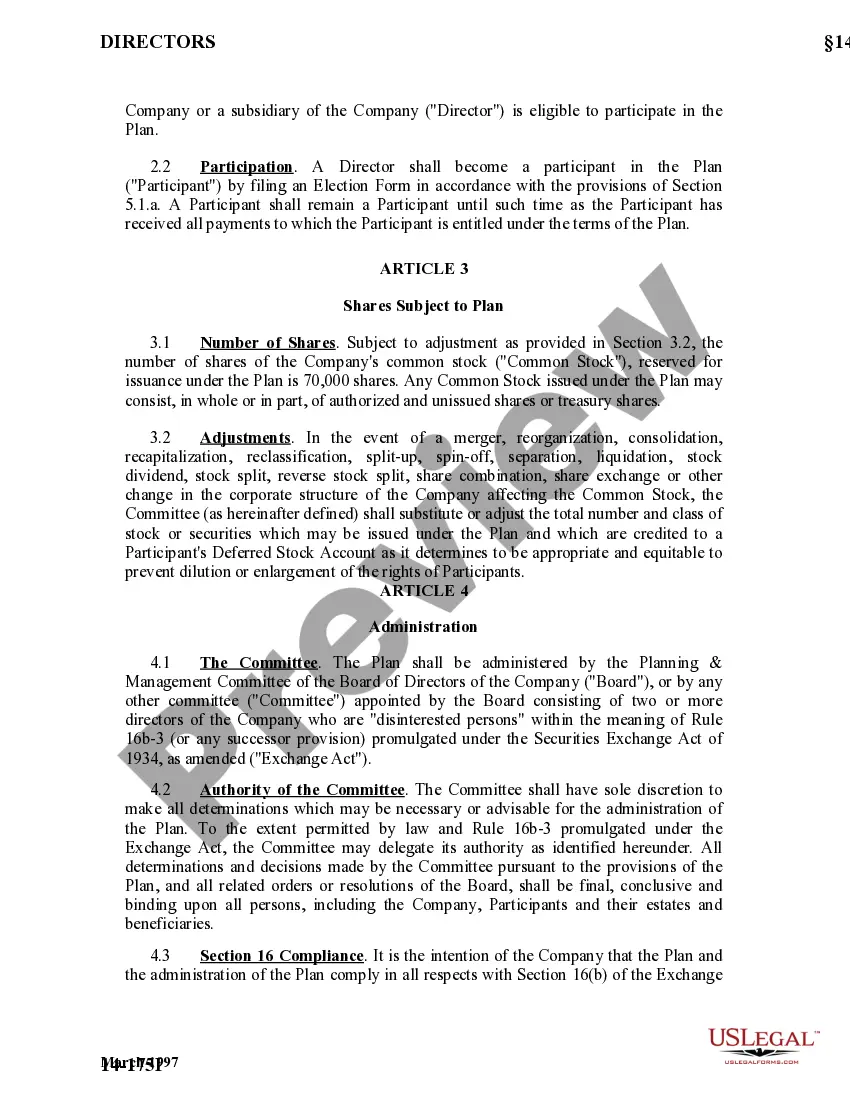 Get Adoption of Nonemployee Directors Deferred Compensation Plan with Copy of Plan Preview Adoption of Nonemployee Directors Deferred Compensation Plan with Copy of Plan