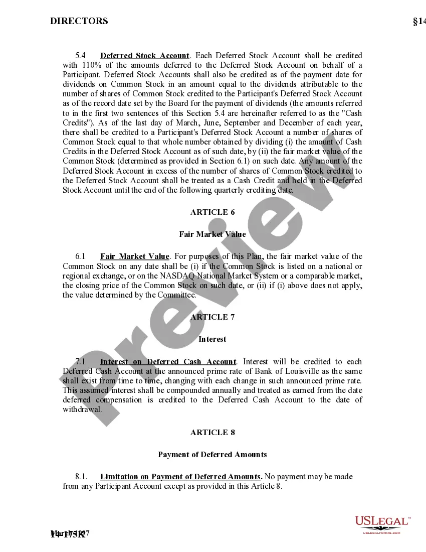 Get Adoption of Nonemployee Directors Deferred Compensation Plan with Copy of Plan Preview Adoption of Nonemployee Directors Deferred Compensation Plan with Copy of Plan