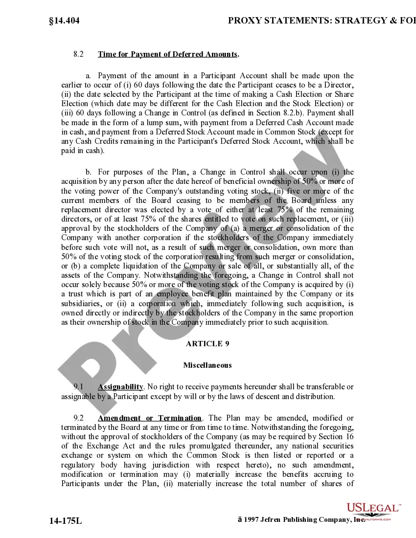 Get Adoption of Nonemployee Directors Deferred Compensation Plan with Copy of Plan Preview Adoption of Nonemployee Directors Deferred Compensation Plan with Copy of Plan