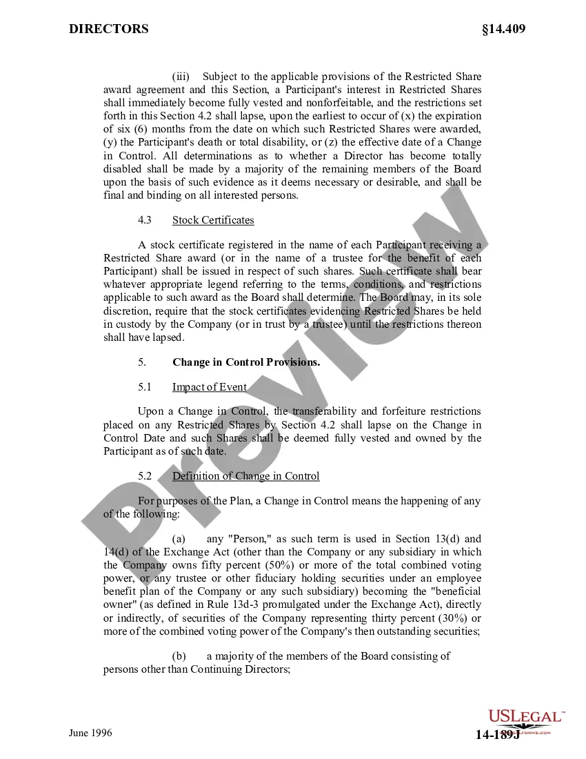 Get Approval of Restricted Share Plan for Directors with Copy of Plan Preview Approval of Restricted Share Plan for Directors with Copy of Plan
