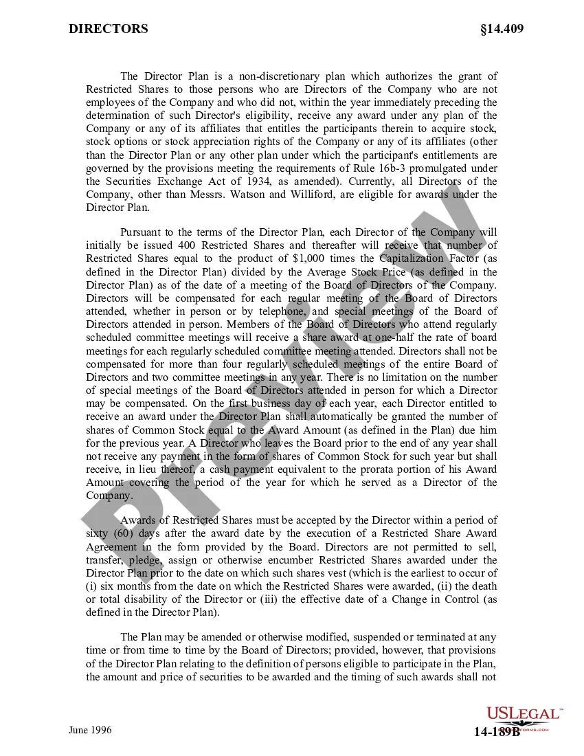 Get Approval of Restricted Share Plan for Directors with Copy of Plan Preview Approval of Restricted Share Plan for Directors with Copy of Plan