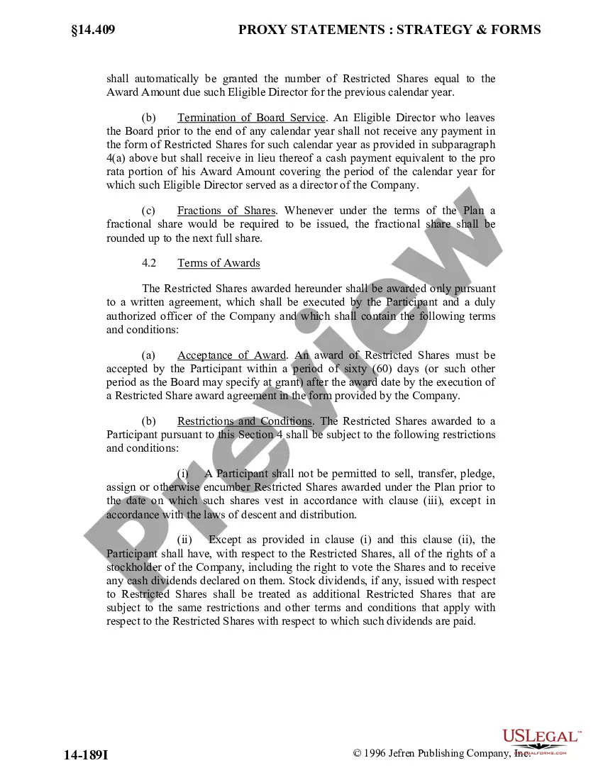 Get Approval of Restricted Share Plan for Directors with Copy of Plan Preview Approval of Restricted Share Plan for Directors with Copy of Plan