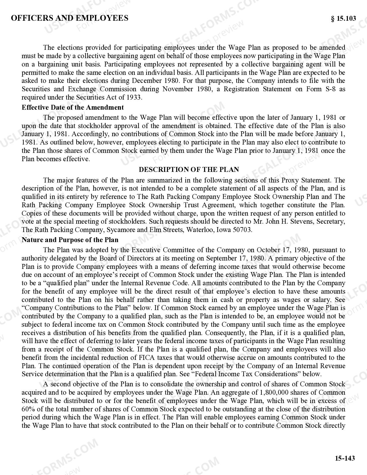 Proxy Statement US Legal Forms