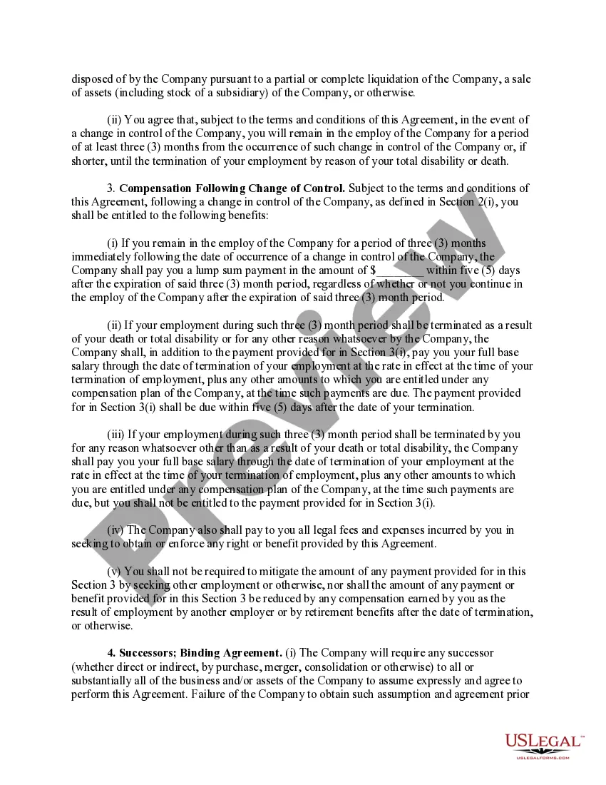 Get Ratification of change in control agreements with copy of form of change in control agreement Preview Ratification of change in control agreements with copy of form of change in control agreement
