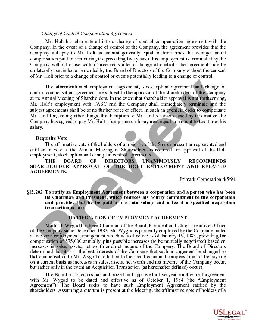 Get Approval of Employment and Related Agreements Preview Approval of Employment and Related Agreements