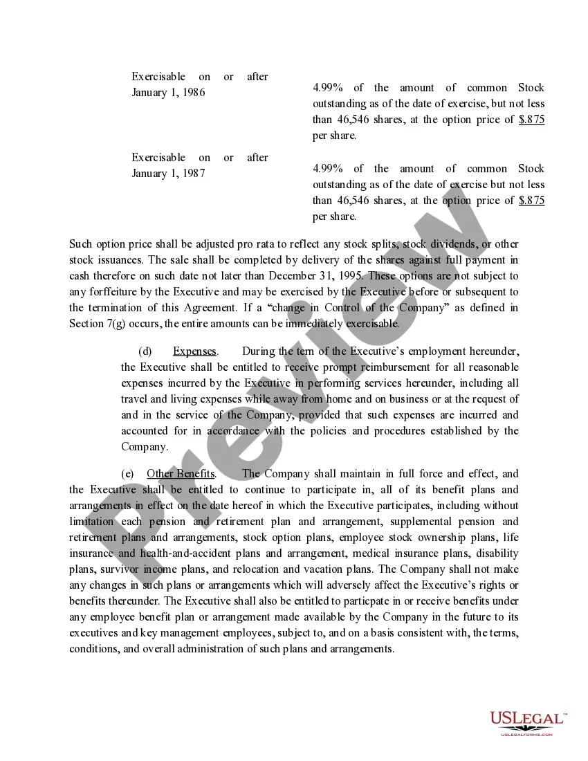 Get Amendment to Section 5c of Employment Agreement with copy of agreement between Company and CEO Preview Amendment to Section 5c of Employment Agreement with copy of agreement between Company and CEO