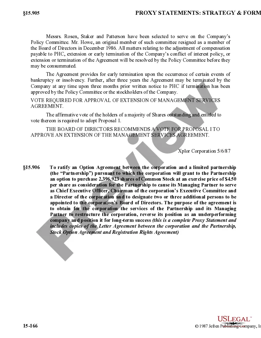 Get Approval of extension of management services agreement Preview Approval of extension of management services agreement