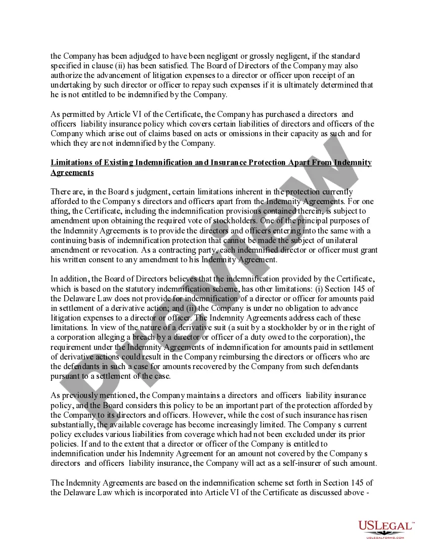 Get Ratification and Approval of Indemnity Agreements Preview Ratification and Approval of Indemnity Agreements