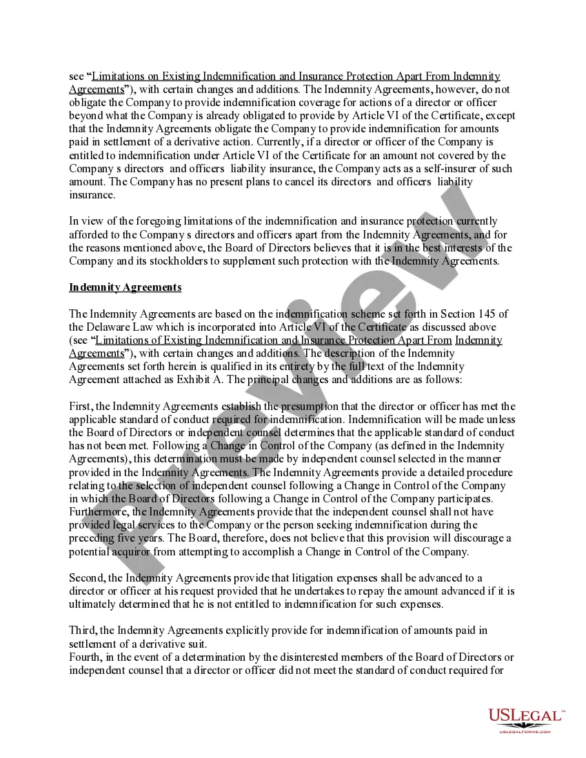 Get Ratification and Approval of Indemnity Agreements Preview Ratification and Approval of Indemnity Agreements