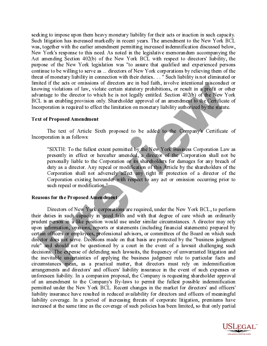 Get Proposal to amend certificate of incorporation with copy of proposed article of bylaws Preview Proposal to amend certificate of incorporation with copy of proposed article of bylaws