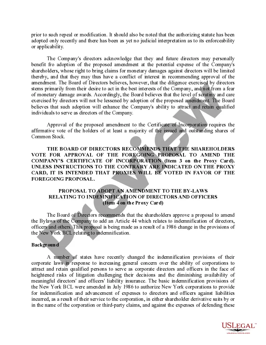 Get Proposal to amend certificate of incorporation with copy of proposed article of bylaws Preview Proposal to amend certificate of incorporation with copy of proposed article of bylaws