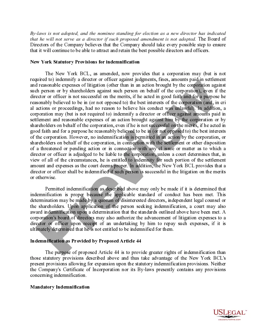 Get Proposal to amend certificate of incorporation with copy of proposed article of bylaws Preview Proposal to amend certificate of incorporation with copy of proposed article of bylaws
