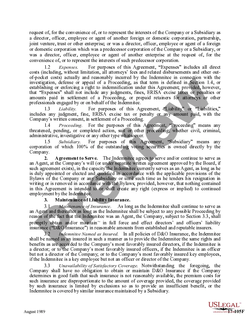 Get Form of Indemnity Agreement by Financial Corporation of Santa Barbara Preview Form of Indemnity Agreement by Financial Corporation of Santa Barbara