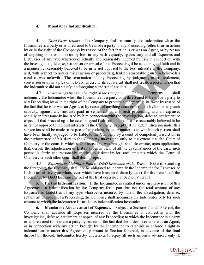 Get Form of Indemnity Agreement by Financial Corporation of Santa Barbara Preview Form of Indemnity Agreement by Financial Corporation of Santa Barbara