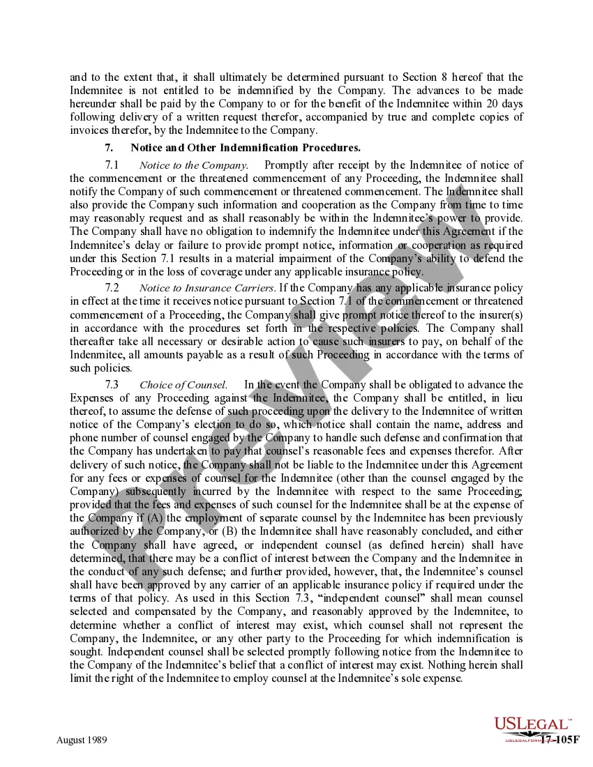 Get Form of Indemnity Agreement by Financial Corporation of Santa Barbara Preview Form of Indemnity Agreement by Financial Corporation of Santa Barbara