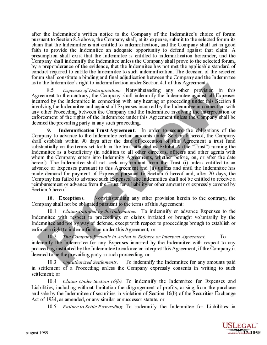 Get Form of Indemnity Agreement by Financial Corporation of Santa Barbara Preview Form of Indemnity Agreement by Financial Corporation of Santa Barbara