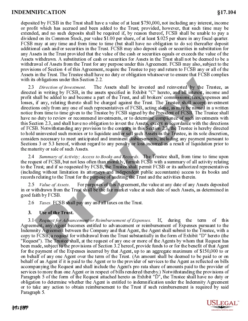 Preview Directors and Officers Indemnity Trust