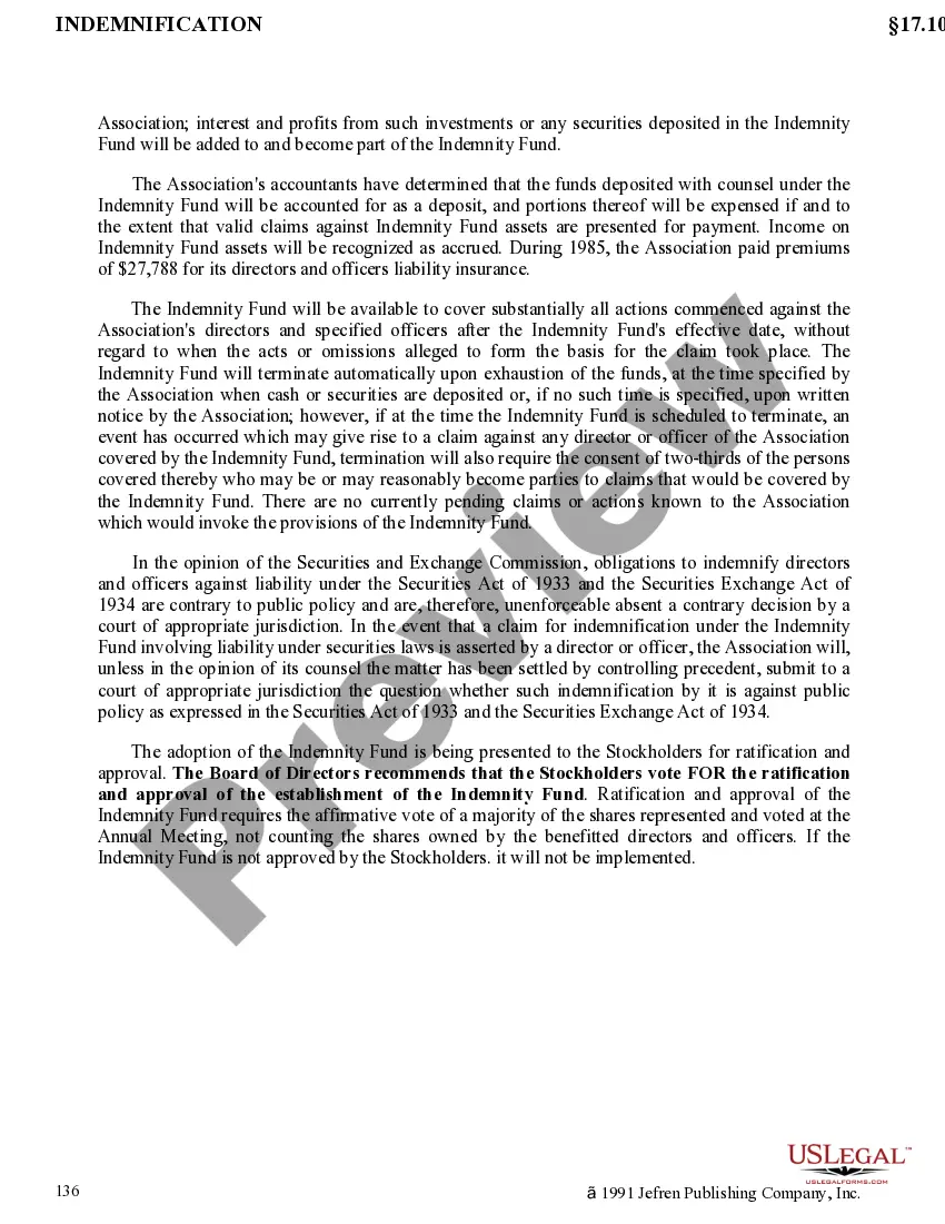 Get Ratification and approval of directors and officers insurance indemnity fund with copy of agreement Preview Ratification and approval of directors and officers insurance indemnity fund with copy of agreement