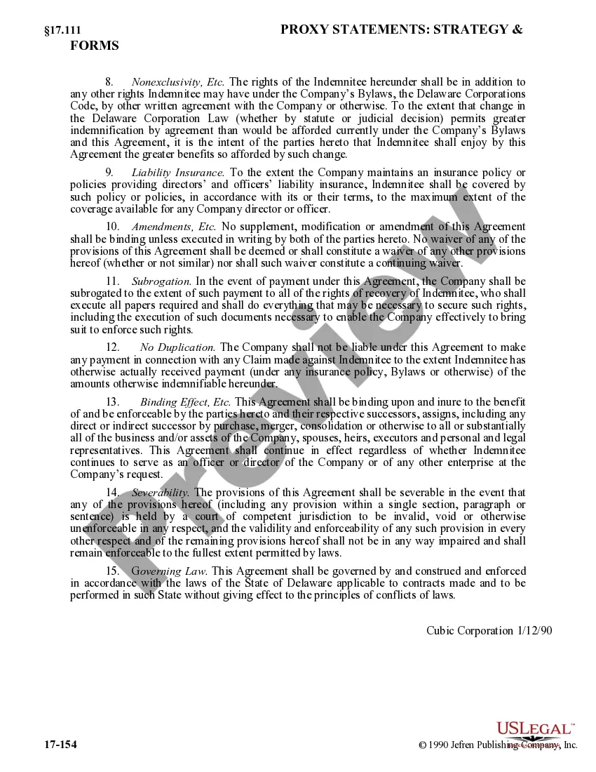 Get Indemnity Agreement between corporation and directors officers employees and agents of corporation Preview Indemnity Agreement between corporation and directors officers employees and agents of corporation