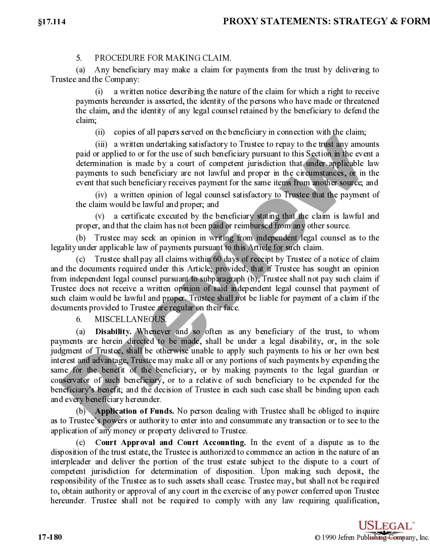 Get Trust Agreement between Insituform Southeast Corp. and Trustee Preview Trust Agreement between Insituform Southeast Corp. and Trustee